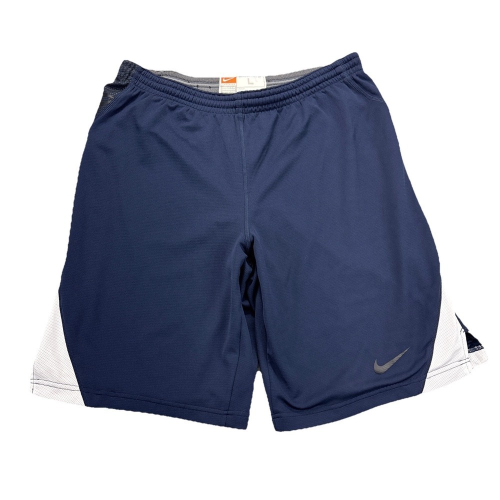 VTG Nike Dri-fit Training Track Shorts Mens L Blue Swoosh Lined Stretch NIKE FIT